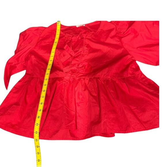120. JODIFL L.A. | NewWithTag bow puff sleeve ruffle summer spring blouse SZ:L - Picture 7 of 7